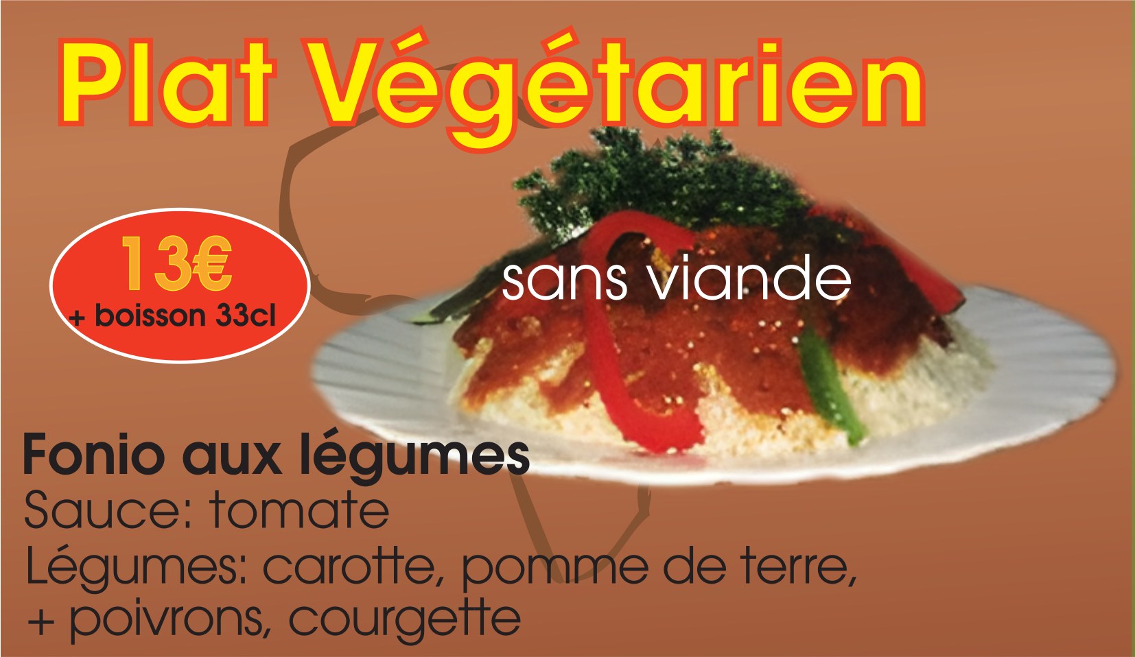 Plat végétarien au fonio